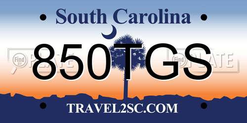 850TGS South Carolina License Plate