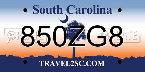 850ZG8 South Carolina License Plate