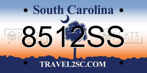 8512SS South Carolina License Plate