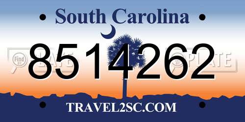 8514262 South Carolina License Plate