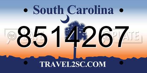 8514267 South Carolina License Plate