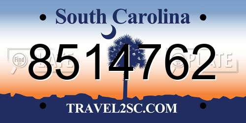 8514762 South Carolina License Plate