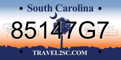 85147G7 South Carolina License Plate