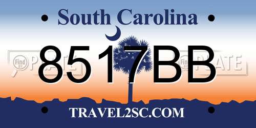 8517BB South Carolina License Plate