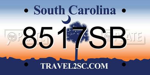 8517SB South Carolina License Plate