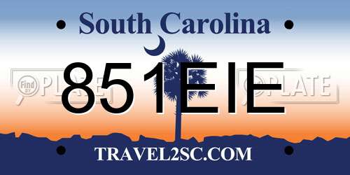 851EIE South Carolina License Plate