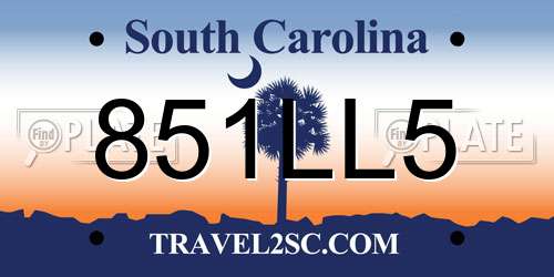 851LL5 South Carolina License Plate