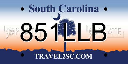 851LLB South Carolina License Plate
