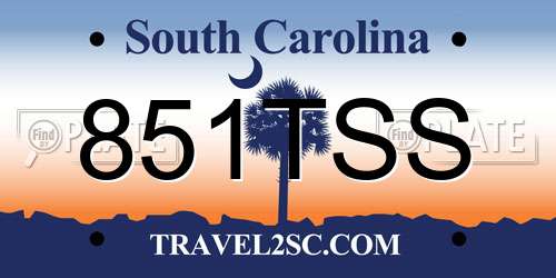 851TSS South Carolina License Plate