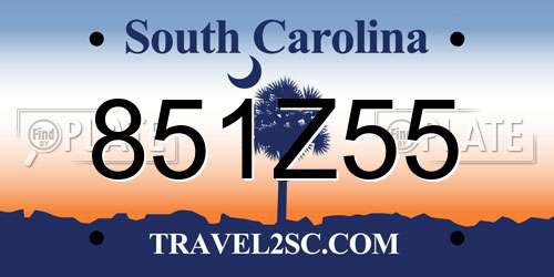 851Z55 South Carolina License Plate