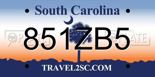 851ZB5 South Carolina License Plate