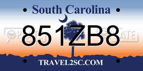851ZB8 South Carolina License Plate