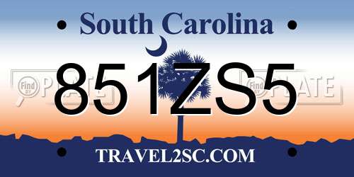 851ZS5 South Carolina License Plate