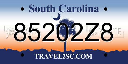 85202Z8 South Carolina License Plate