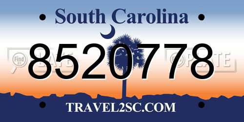 8520778 South Carolina License Plate