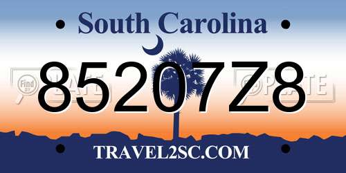 85207Z8 South Carolina License Plate