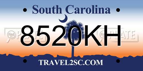 8520KH South Carolina License Plate