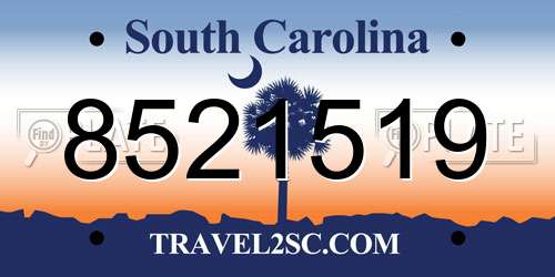 8521519 South Carolina License Plate
