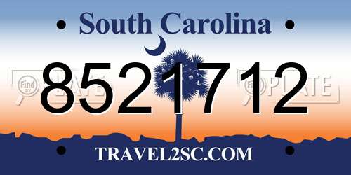 8521712 South Carolina License Plate