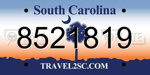 8521819 South Carolina License Plate