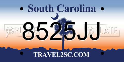8525JJ South Carolina License Plate