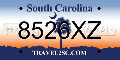 8526XZ South Carolina License Plate
