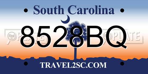 8528BQ South Carolina License Plate