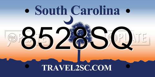 8528SQ South Carolina License Plate