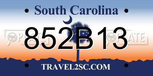 852B13 South Carolina License Plate