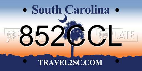 852CCL South Carolina License Plate