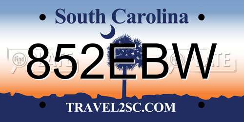 852EBW South Carolina License Plate