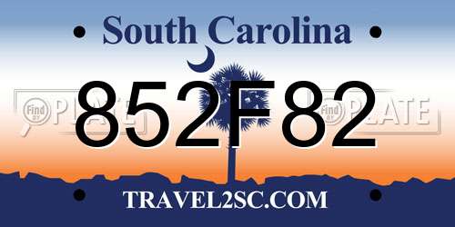 852F82 South Carolina License Plate