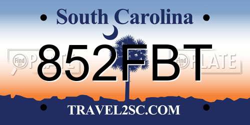 852FBT South Carolina License Plate