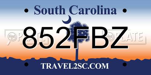 852FBZ South Carolina License Plate