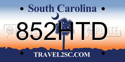 852HTD South Carolina License Plate