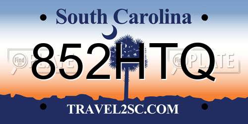 852HTQ South Carolina License Plate
