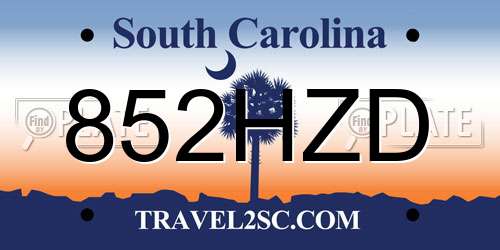 852HZD South Carolina License Plate