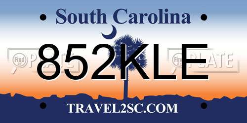 852KLE South Carolina License Plate