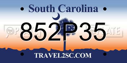 852P35 South Carolina License Plate
