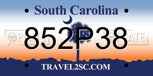 852P38 South Carolina License Plate