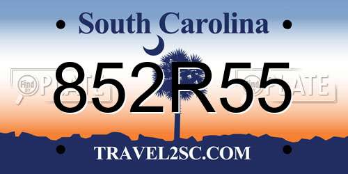852R55 South Carolina License Plate