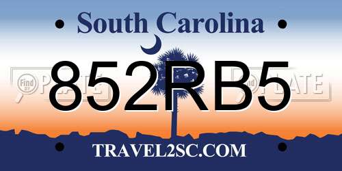 852RB5 South Carolina License Plate
