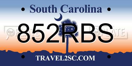 852RBS South Carolina License Plate
