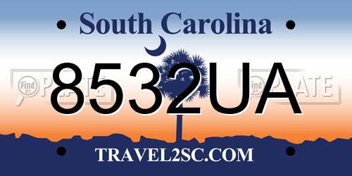 8532UA South Carolina License Plate