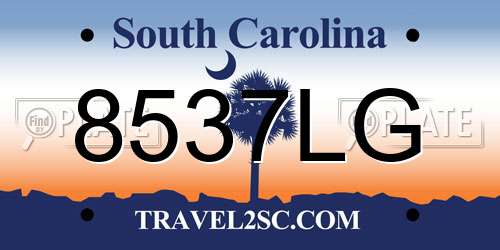 8537LG South Carolina License Plate