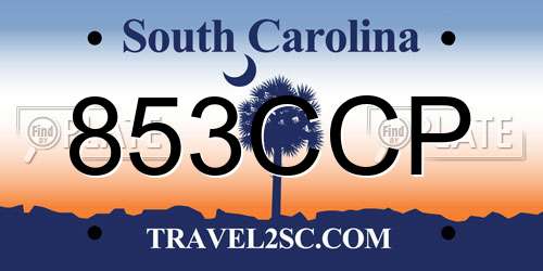853CCP South Carolina License Plate