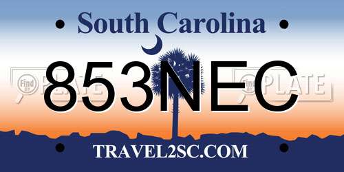853NEC South Carolina License Plate
