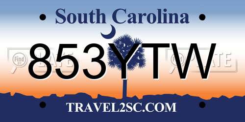 853YTW South Carolina License Plate