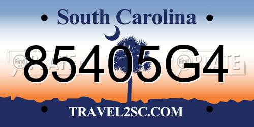 85405G4 South Carolina License Plate