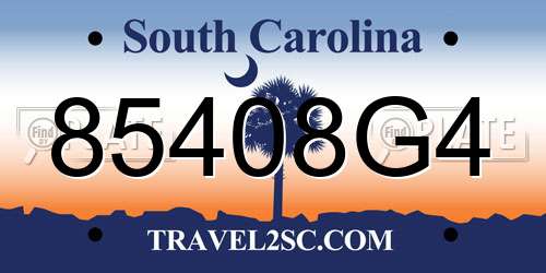 85408G4 South Carolina License Plate